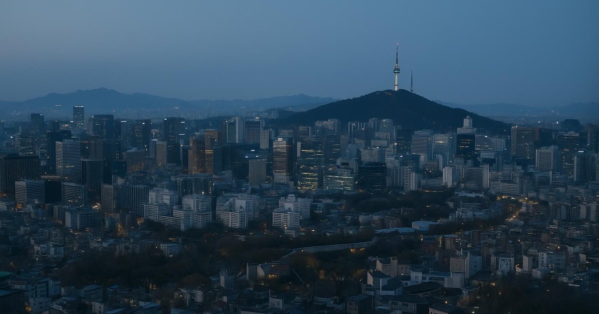 Seoul skyline at dusk seen from a high vantage point